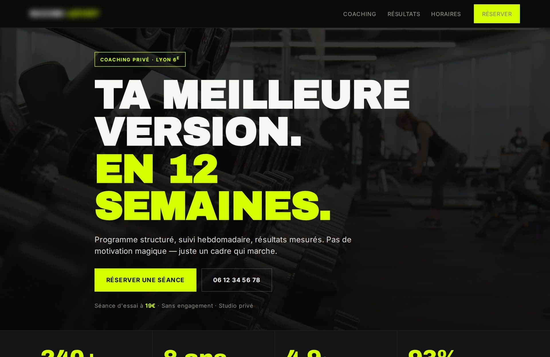 Exemple de site pour coach sportif